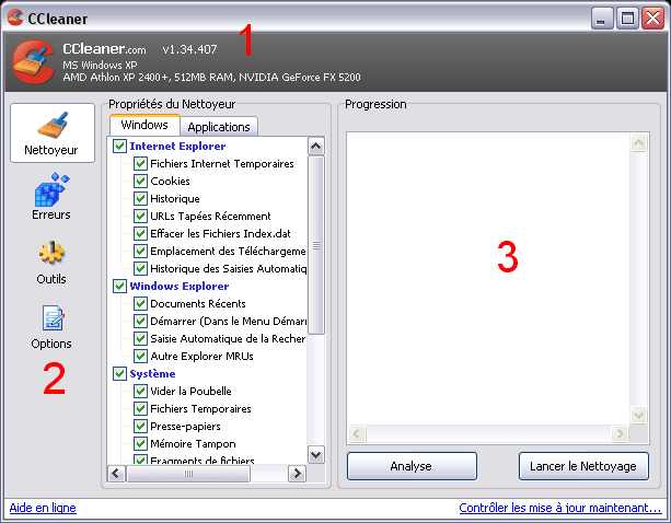 Printscreen de l'interface de Ccleaner