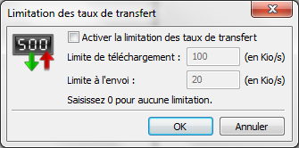 Paramétrage des taux de transfert de fichiers avec FIlezilla