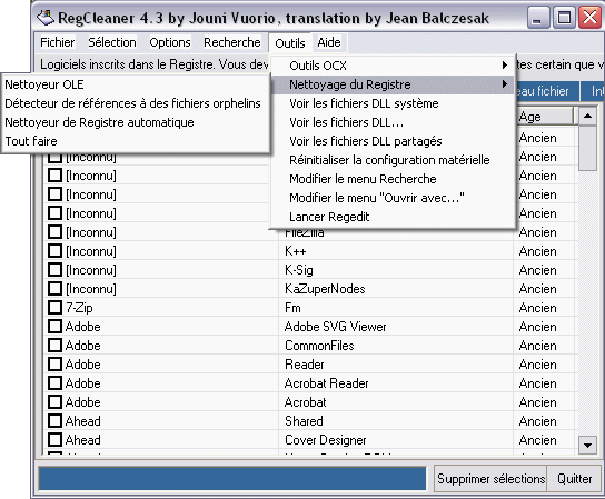 nettoyer le registre de Windows avec RegCleaner